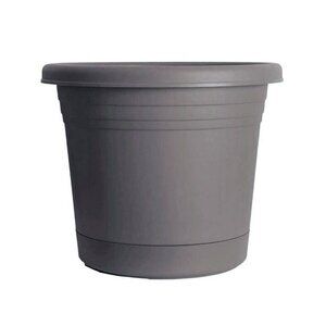Rugg 6 Inch Polyresin Rolled Rim Round UV Resistant Indoor Outdoor Planter Grey